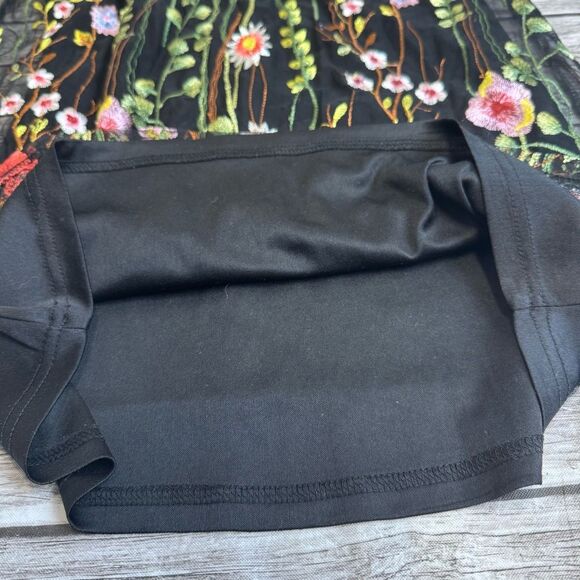 The Vintage Shop Women's Short Lace Overlay Mini Dress S SM Small Black Floral - Picture 4 of 14